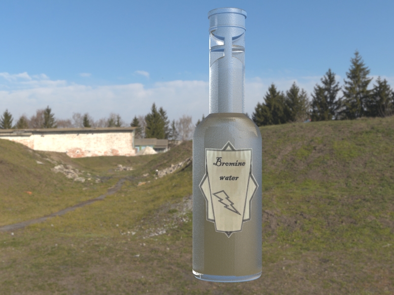 Бутылка-капельница старинная с этикеткой «Bromine water» начала XX века. 